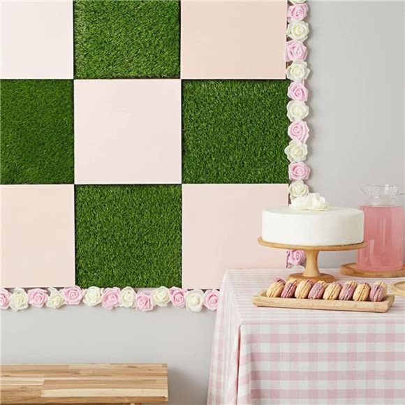 4 Pack Artificial Grass Mat Squares, 12x12 Fake Turf Tiles for Balcony, Patio - Picture 4 of 6